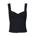 thumbnail image 5 of Solid Color Square Neck Ruffle Back Tank Top Casual Summer Sleeveless Blouse T Shirt,Black,L, 5 of 5