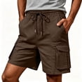 thumbnail image 5 of Sheghy Cargo Shorts for Men 100%Cotton Men Casual Fashion Solid Color Pocket Drawstring Elastic Waistband Cargo Shorts, 5 of 6