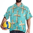 thumbnail image 4 of Easter Cross Men's Short Sleeve Beach Shirts Button Down Poplin Casual Printed Summer Unisex, 4 of 6