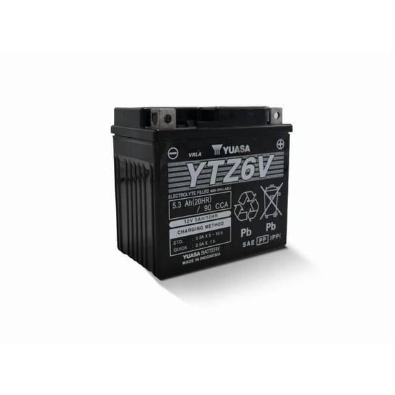 YUASA YTZ6V FACTORY ACTIVATED, MAINTENANCE FREE