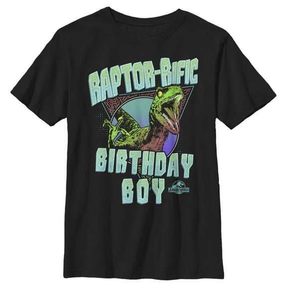 Boy's Jurassic Park Raptor-rific Birthday Graphic Tee Black X Small