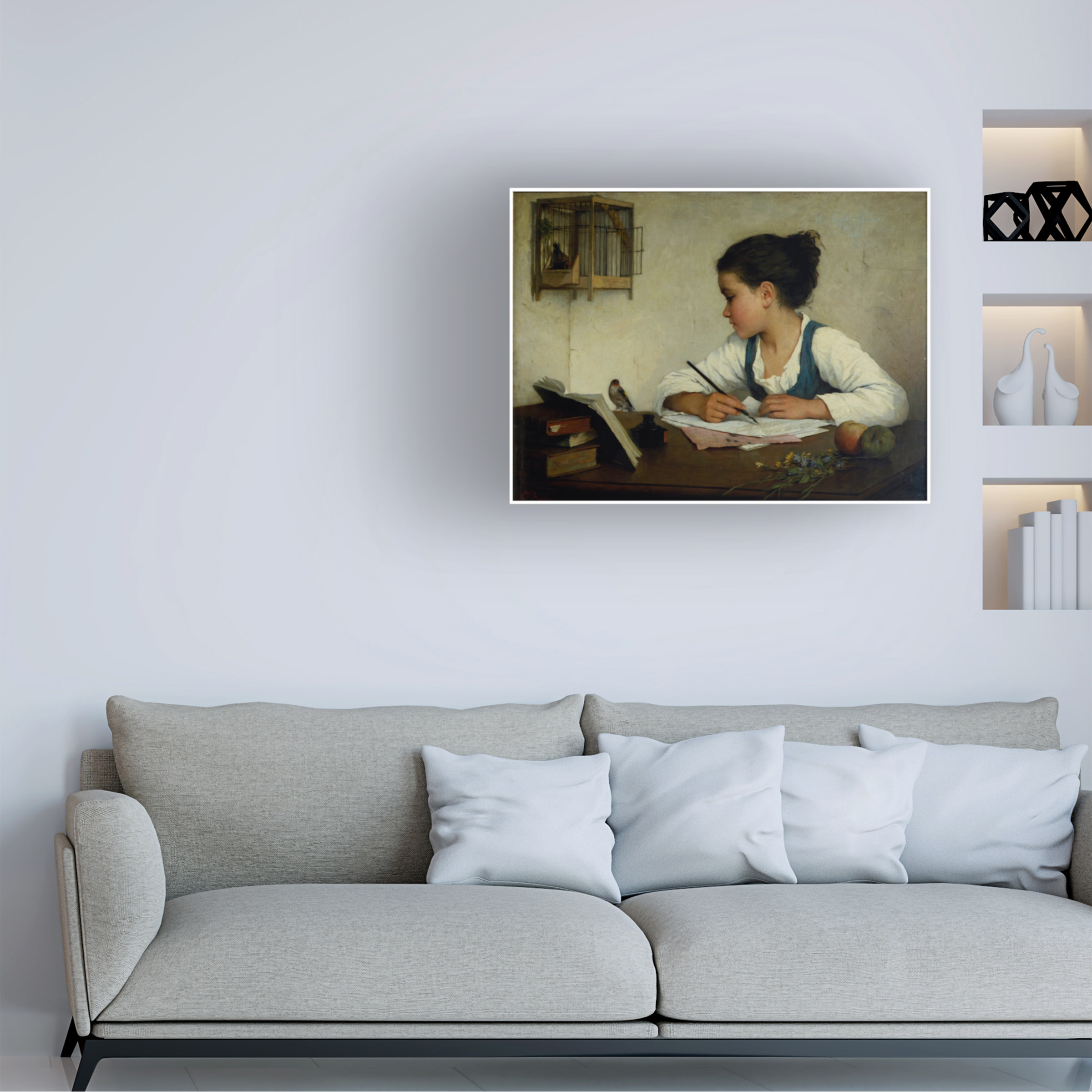 Henriette Browne 'The pet goldfinch' Canvas Art
