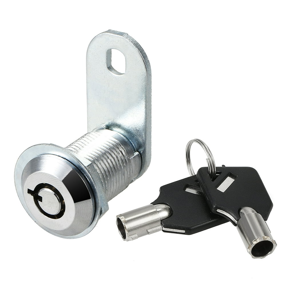 7/8" Cylinder Zinc Alloy Chrome Finish Tubular Cam Lock w Key, Keyed