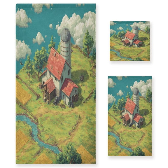 Three-Piece Towel Set Face Towel Towel Set Hand Towel Bath Towel Cotton Bath Towels Bath Towel Sets Hand Bath Towels Cute Farm