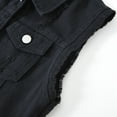 thumbnail image 4 of Women's Casual Denim Waistcoat Frayed Sleeveless Ripped Jacket Vest with Pockets 01-Black L, 4 of 4
