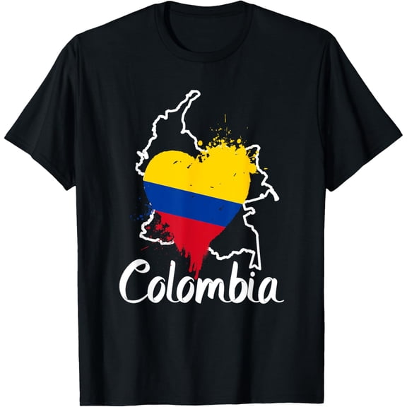 Exquisite and comfortable-I Love Colombia National Flag Colors Heart With Map T-Shirt T-Shirt
