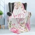 thumbnail image 4 of Country Soft Flannel Fleece Throw Blanket, Abstract Farm Style Image of Watercolor Flowers Leaves Frame Like Image, Cozy Plush for Indoor and Outdoor Use, 70" x 90", Pale Pink and Green, by Ambesonne, 4 of 5