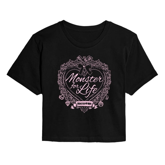 Monster High - Monster For Life Coquette - Juniors Cropped Graphic T-Shirt