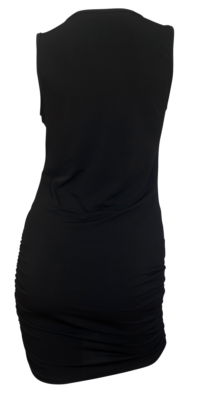 eVogues Plus Size Zipper Front Ruched Mini Dress