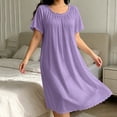 thumbnail image 6 of NominalSnug Womens Nightgown Scalloped Neck Short Sleeve Loose Midi Sleep Dress Loungewear, 6 of 6