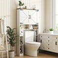 thumbnail image 2 of Vabches 35" W Over The Toilet Storage Cabinet with Toilet Paper Holder, Farmhouse Space-Saving Toilet Organizer with Lots of Shelves and Metal Handle, 2 of 8