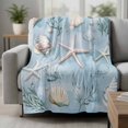 thumbnail image 2 of Blue Coastal Starfish Blanket Soft Cozy Warm Throw Blanket for Couch, Plush Fuzzy Flannel Fleece Blankets for Sofa, Summer Beach Nautical Ocean Shell Bed Blankets Lightweight Gifts for Women, 50"x60", 2 of 9