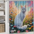 thumbnail image 4 of Cute Cat Print Shower Curtain 4-Piece Bathroom Decor Set, Includes Large 72" x 72" Shower Curtain, Toilet Cover Mat, U-Shaped Mat, Non-Slip Floor Mat, 4 of 7