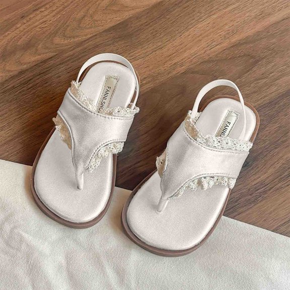 hengsof Girls Summer Flip Flop Sandals Breathable Beach Shoes Soft Sole Lace Up Sandals for Toddlers Fashion Footwear for Baby Girls