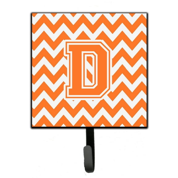 Letter D Chevron Orange and White Leash or Key Holder