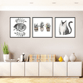 thumbnail image 3 of Rush Cats and Bonsai Wall Art Canvas Print Poster, Simple Creative Oil Painting Art Drawing Decor for Home Living Room Bedroom Office and Children's Room (Set of 3 Unframed, 8''x8'') S454, 3 of 5