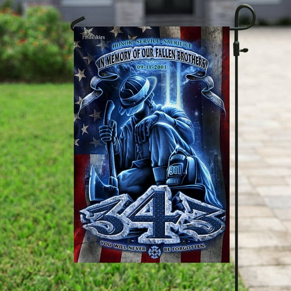 Flagwix 343 Never Forget Firefighter September 11th Flag Premium Polyester American Flag for Outside