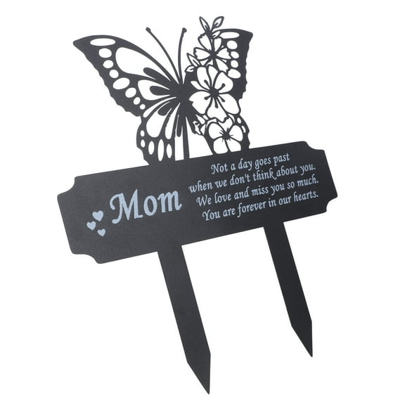 HONITANO 1Pcs Iron Butterfly Memorial Stake Cemetery Grave Plaque 13X12X0.08In Weather-Resistant Outdoor Decoration