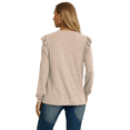 thumbnail image 6 of JWD Long Sleeve Shirts for Women Knit Tops Casual Crewneck Ruffle Tops Loose Fit Khaki-Medium, 6 of 7