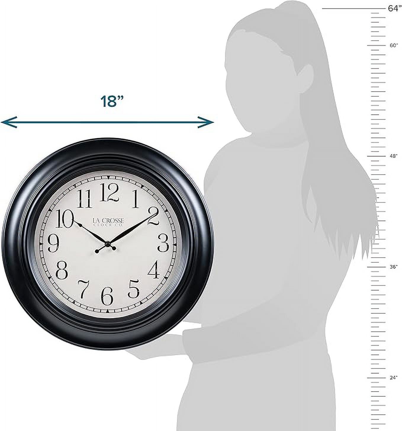 La Crosse Clock 18" Rhodes Quartz Analog Wall Clock, 404-3846A