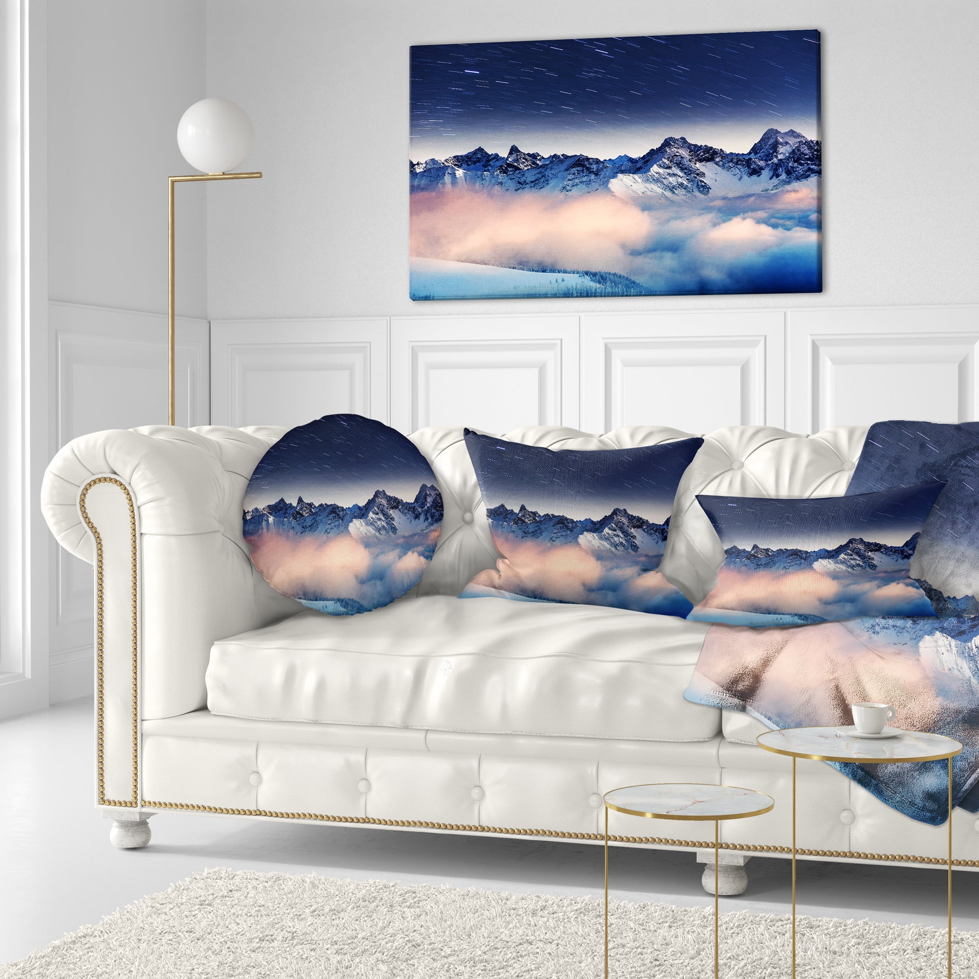 Designart Milky Way Over Frosted Mountains - Landscape Printed Throw Pillow - 12x20