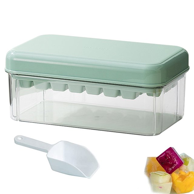 Bandeja de cubitos de hielo con tapa y cubo - Bandejas de hielo apilables de fácil liberación para congelador - Molde de cubitos de hielo MFZFUKR BST3022000-3