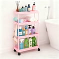 thumbnail image 5 of Pinksheep Slim Rolling Storage Cart, 4Tier Bathroom Organizer Utility Carts Shelving Unit with Wheels for Kitchen, Pink, 5 of 9