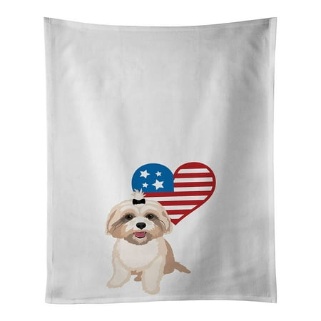 

Shih-Tzu Gold #2 Patriotic White Kitchen Towel Set of 2 19 in x 28 in