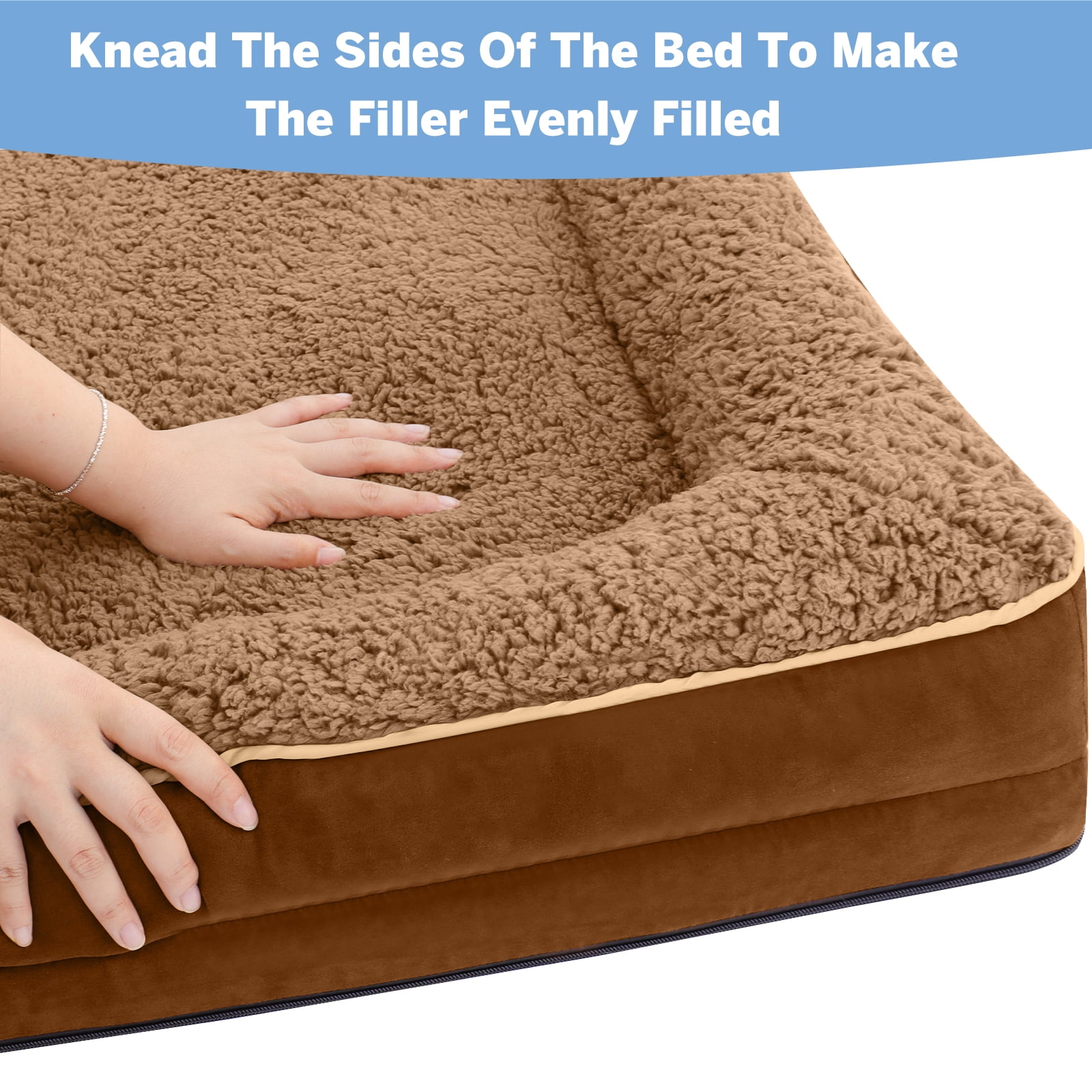 PayUSD Dog Bed for Large Medium Small Dogs Orthopedic Dog Sofa Bed Non Slip Pet Couch with Removable Washable Cover Supportive Egg Crate Foam S to XL, Brown