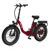 Fat Tire Folding Electric Bike, 48V & 624Wh Lithium Removable Battery, Peak 1100W Brushless Motor, Max Speed 28Mph, M8 Large LCD Display, Suspension, Step-Over/Thru Frame