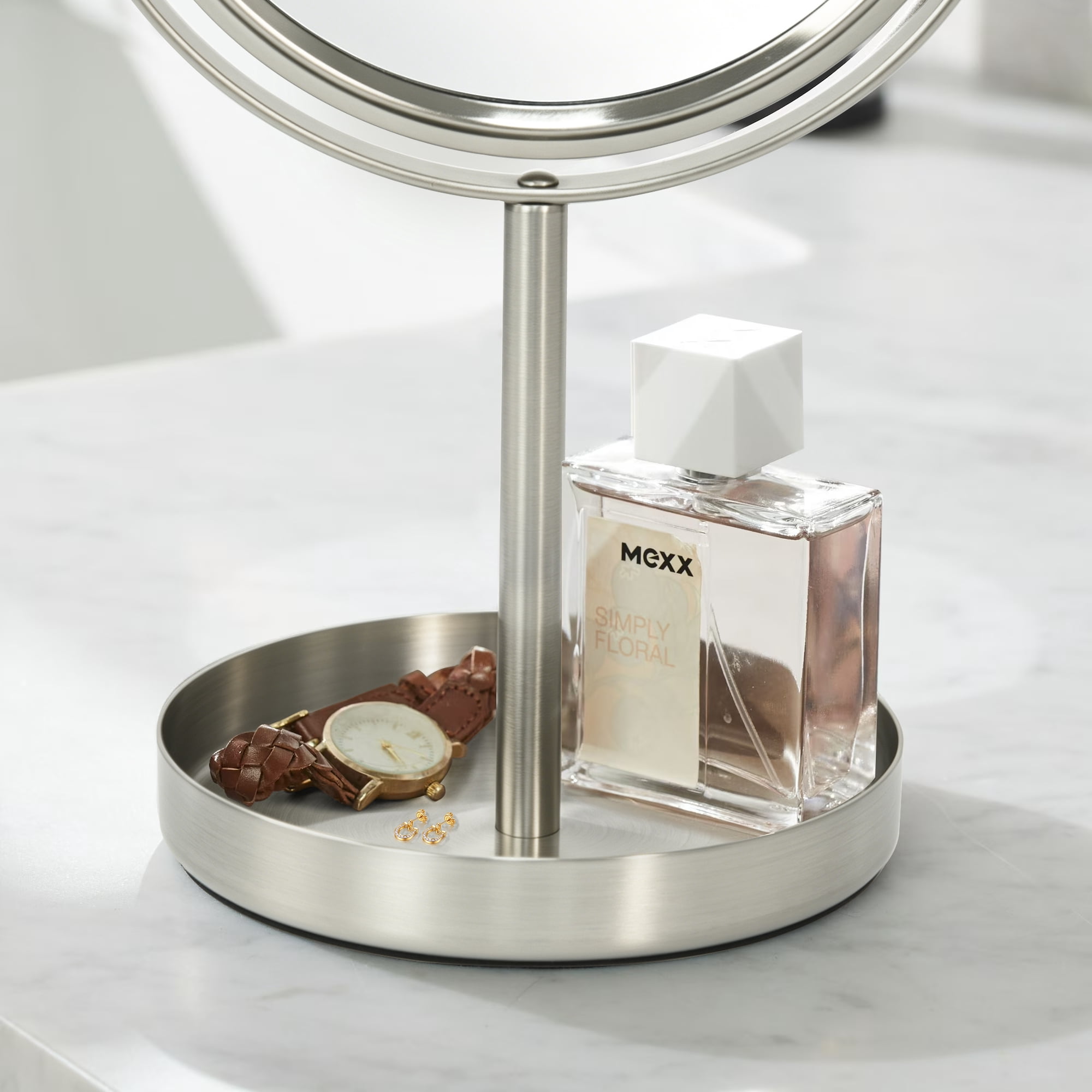 Better Homes & Gardens Satin Nickel Metal Mirror(featuring one side as a standard mirror).