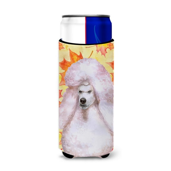 Carolines Treasures BB9978MUK White Standard Poodle Fall Michelob Ultra Hugger for slim cans Slim Can multicolor