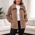 thumbnail image 3 of SZJXBUY Polar Fleece Jacket Women Plus Size Warm Zip Up Jackets Winter Casual Long Sleeve Outerwear Coats with Pockets Coffee,S, 3 of 7