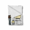 thumbnail image 2 of East Soft Flannel Fleece Blanket, Hand Drawn Illustration of Old Singapore Traditional Building People Umbrellas Travel, Cozy Plush for Indoor and Outdoor Use, 50" x 60", Multicolor, by Ambesonne, 2 of 6