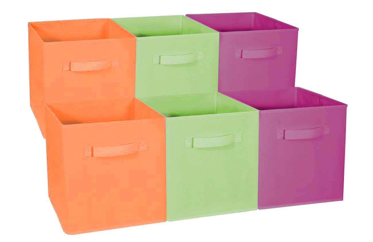 6 Pack, Orange Sorbus Foldable Storage Cube Basket Bin 