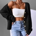 thumbnail image 5 of DuoJiaJ Womens Oversized Knit Cardigan, Button Front Loose Warm Sweater Black XL, 5 of 6