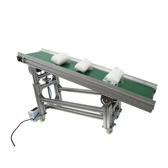 1.5M Conveyor Green PVC Belt Aluminum Alloy Body Adjustable Double Baffles 110V 120W