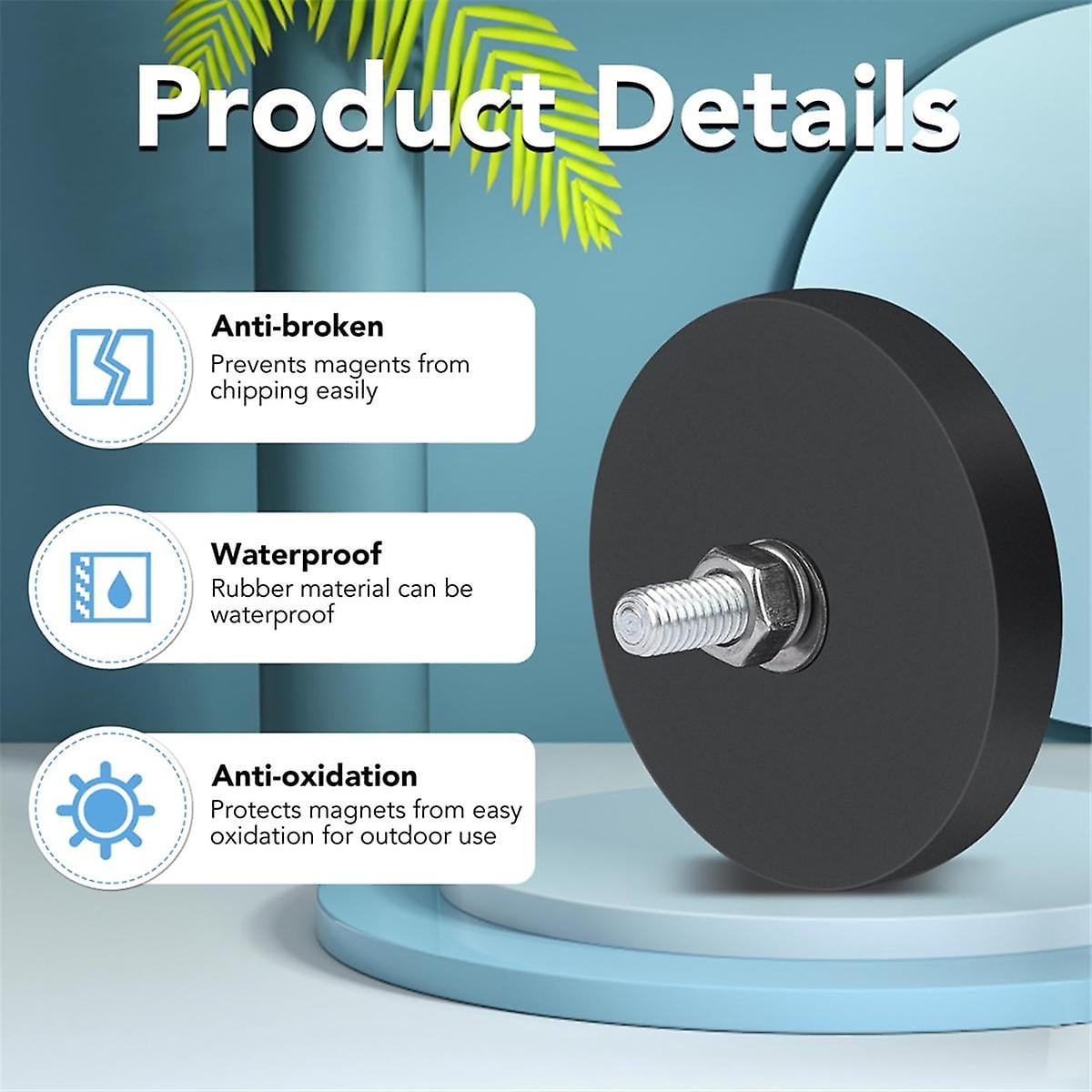 Rubber Coated Magnets,22lbs Neodymium Magnet Base With M6 Threaded Magnet With Bolts And Nuts,stron