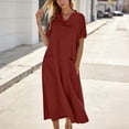 thumbnail image 6 of yillto Women's Dress Short Sleeve Crew Neck Summer Causal Beach Flowy Long Sundress with Pockets, 6 of 7