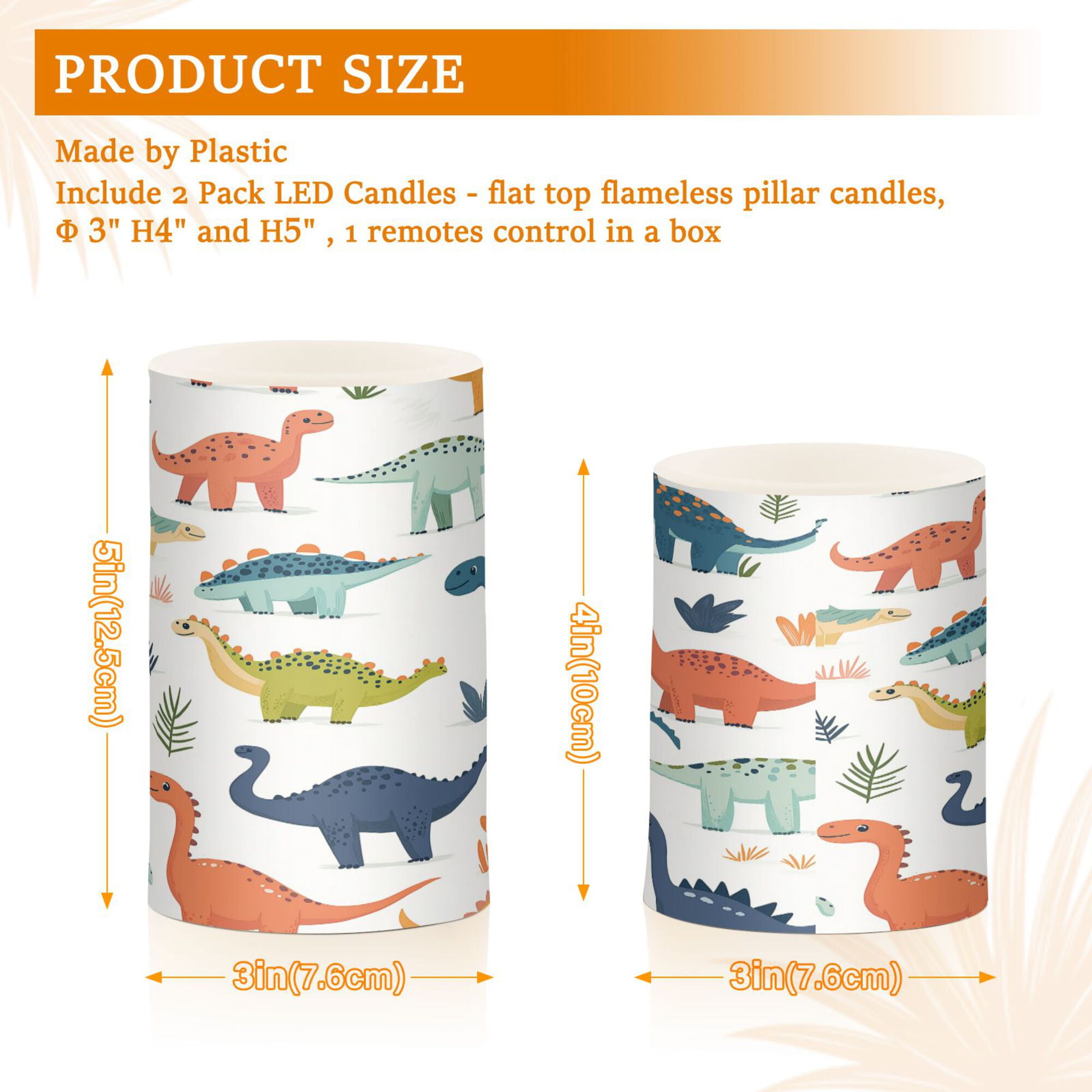 Yayeee Flameless Candles with Remote Flickering Battery Operated Multi Color Changing, Dinosaur Pattern