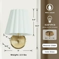 thumbnail image 2 of Modern Ruffled Shade Brass Sconce for Transitional Decor - Hardwired Lighting Bathroom Sconce Wall Lights for Bedroom, 2 of 10