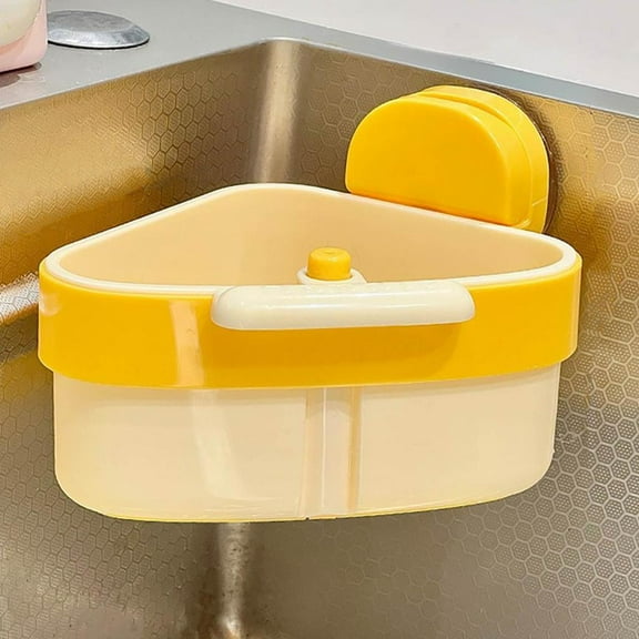 Kitchen Sink Corner Strainer Basket 2025 New Upgraded Suction Cup Press Sink Drainer Basket Automatic Dumping Sink Strainer Basket,Faucet Sponge Storage Rack,Corner Sink Trash Catcher for Food Waste