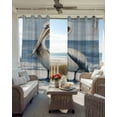 thumbnail image 4 of Blackout Curtains for Bedroom, Coastal Pelican Room Darkening Window Drapes for Living Room, Modernism Art Oil Painting Birds Thermal Insulated Grommet Curtains, 42x54 inch, 2 Panels, 4 of 9