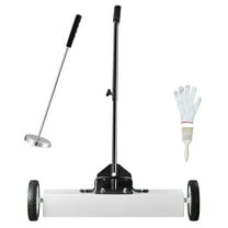 KFFKFF 24" Wheeled Magnetic Sweeper, 50 lbs Holding, Includes Telescoping Magnet Tool, Handle Adjusts, Ideal for Collecting Nails & Screws in Workshops, Garages, and Yards