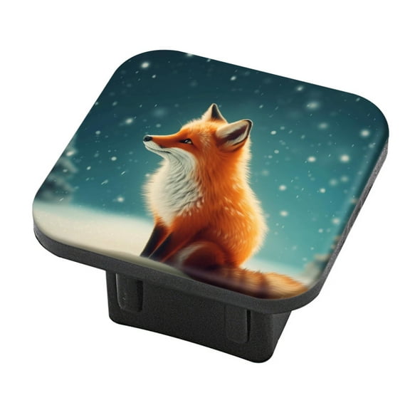 Hitch Cover Fits For 2-Inch Hitch,Cute Fox Sitting In The Snowrubber Trailer Hitch Cover Tube Plug Insert,Car Exterior Accessories, Receiver Tube Hitch Plug
