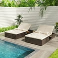 thumbnail image 2 of Aimee Lii Patio Double Chaise Lounge with Cushions and Folding Side Trays, Modern Patio Furniture for Outdoor Backyard Pool Deck-Beige, 2 of 10