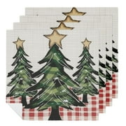 FACANNAP Christmas Tree Beverage Napkins Disposable Hand Towels for Bathroom Christmas Paper Napkins Xmas Tree Buffalo Plaid Napkins for Winter Holiday Wedding Birthday Party 2 PCS