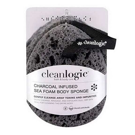 Clean Logic Charcoal Infused Sea Foam Body Sponge, 1 Ea, 6 Pack