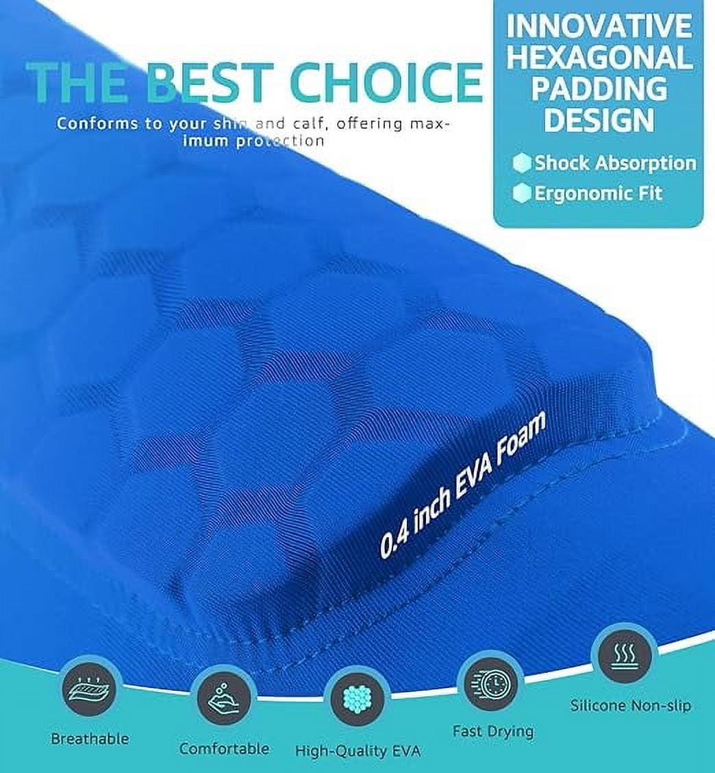 Soccer Shin Guards Shin Pads for Kids Youth Adult, Calf Compression Sleeve with Honeycomb Pads, Support for Shin Splint Baseball Boxing MTB, Lightweight (1 Pair, Blue, XL)