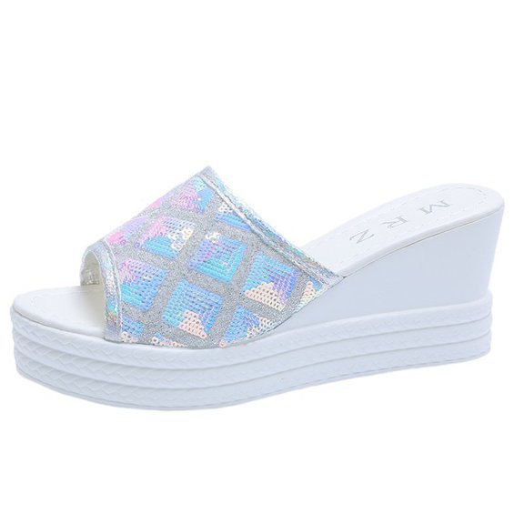 Utoimkio Ankle Straps Sandals for Women Women's Ladies Platform Wedge Heel Sandals Sequins Shoes Footwear